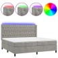 vidaXL Boxspringbett mit Matratze & LED Hellgrau 200x200 cm Samt vidaXL Boxspringbett mit Matratze & LED Hellgrau 200x200 cm Samt