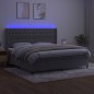 vidaXL Boxspringbett mit Matratze & LED Hellgrau 200x200 cm Samt vidaXL Boxspringbett mit Matratze & LED Hellgrau 200x200 cm Samt