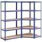 vidaXL Regale mit 5 Böden 2 Stk. Blau Stahl & Holzwerkstoff vidaXL Regale mit 5 Böden 2 Stk. Blau Stahl & Holzwerkstoff