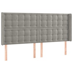 vidaXL Kopfteil mit Ohren Hellgrau 203x16x118/128 cm Samt