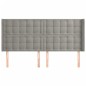 vidaXL Kopfteil mit Ohren Hellgrau 203x16x118/128 cm Samt