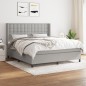 vidaXL Boxspringbett mit Matratze Hellgrau 180x200 cm Stoff vidaXL Boxspringbett mit Matratze Hellgrau 180x200 cm Stoff