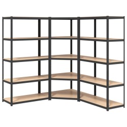 vidaXL Regale mit 5 Böden 3 Stk. Anthrazit Stahl & Holzwerkstoff