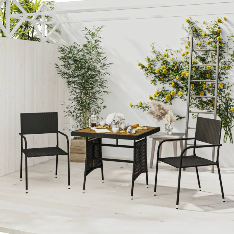 vidaXL 3-tlg. Garten-Essgruppe Poly Rattan Schwarz vidaXL 3-tlg. Garten-Essgruppe Poly Rattan Schwarz