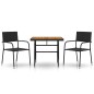 vidaXL 3-tlg. Garten-Essgruppe Poly Rattan Schwarz vidaXL 3-tlg. Garten-Essgruppe Poly Rattan Schwarz
