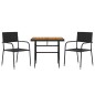 vidaXL 3-tlg. Garten-Essgruppe Poly Rattan Schwarz vidaXL 3-tlg. Garten-Essgruppe Poly Rattan Schwarz