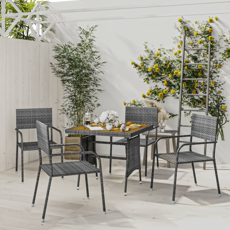 vidaXL 5-tlg. Garten-Essgruppe Poly Rattan Grau vidaXL 5-tlg. Garten-Essgruppe Poly Rattan Grau