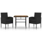 vidaXL 3-tlg. Garten-Essgruppe Poly Rattan Schwarz vidaXL 3-tlg. Garten-Essgruppe Poly Rattan Schwarz