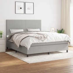 vidaXL Boxspringbett mit Matratze Hellgrau 180x200 cm Stoff