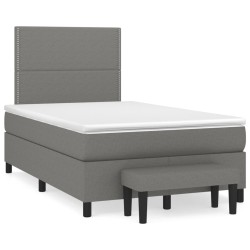 vidaXL Boxspringbett mit Matratze Dunkelgrau 120x200 cm Stoff