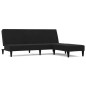vidaXL Schlafsofa 2-Sitzer mit Hocker Schwarz Mikrofasergewebe vidaXL Schlafsofa 2-Sitzer mit Hocker Schwarz Mikrofasergewebe