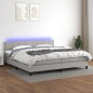 vidaXL Boxspringbett mit Matratze & LED Hellgrau 200x200 cm Stoff vidaXL Boxspringbett mit Matratze & LED Hellgrau 200x200 cm Stoff