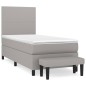 vidaXL Boxspringbett mit Matratze Hellgrau 90x200 cm Stoff vidaXL Boxspringbett mit Matratze Hellgrau 90x200 cm Stoff