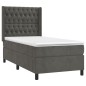 vidaXL Boxspringbett mit Matratze & LED Dunkelgrau 90x200 cm Samt vidaXL Boxspringbett mit Matratze & LED Dunkelgrau 90x200 cm Samt