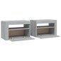 vidaXL Nachttische 2 Stk. mit LEDs Grau Sonoma 60x35x40 cm vidaXL Nachttische 2 Stk. mit LEDs Grau Sonoma 60x35x40 cm