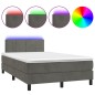 vidaXL Boxspringbett mit Matratze & LED Dunkelgrau 120x200 cm Samt vidaXL Boxspringbett mit Matratze & LED Dunkelgrau 120x200 cm Samt