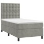 vidaXL Boxspringbett mit Matratze & LED Hellgrau 90x200 cm Samt vidaXL Boxspringbett mit Matratze & LED Hellgrau 90x200 cm Samt