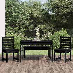 vidaXL 4-tlg. Garten-Essgruppe Schwarz Massivholz Kiefer