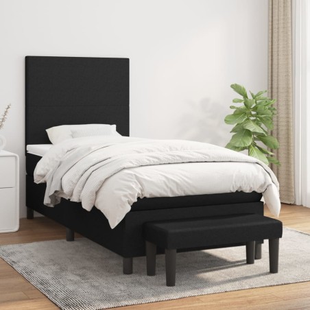 vidaXL Boxspringbett mit Matratze Schwarz 80x200 cm Stoff