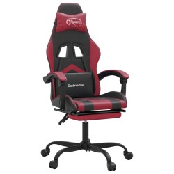 vidaXL Gaming-Stuhl mit Fußstütze Schwarz und Weinrot Kunstleder