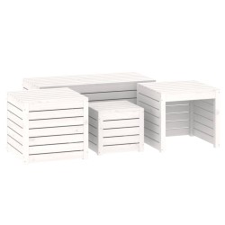 vidaXL 4-tlg. Gartenbox-Set Weiß Massivholz Kiefer