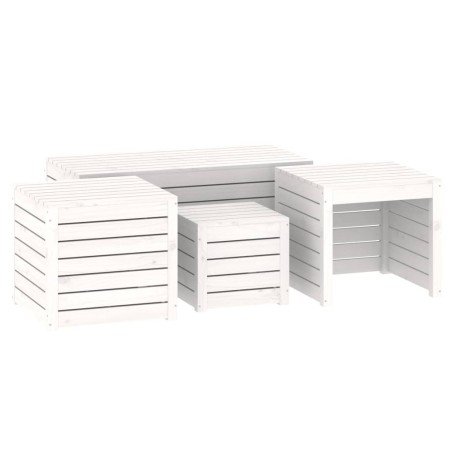 vidaXL 4-tlg. Gartenbox-Set Weiß Massivholz Kiefer