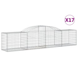 vidaXL Gabionen mit Hochbogen 17 Stk. 300x50x60/80 cm Verzinktes Eisen