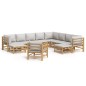 vidaXL 12-tlg. Garten-Lounge-Set mit Hellgrauen Kissen Bambus vidaXL 12-tlg. Garten-Lounge-Set mit Hellgrauen Kissen Bambus