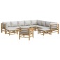 vidaXL 12-tlg. Garten-Lounge-Set mit Hellgrauen Kissen Bambus vidaXL 12-tlg. Garten-Lounge-Set mit Hellgrauen Kissen Bambus