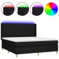 vidaXL Boxspringbett mit Matratze & LED Schwarz 160x200 cm Stoff vidaXL Boxspringbett mit Matratze & LED Schwarz 160x200 cm Stoff