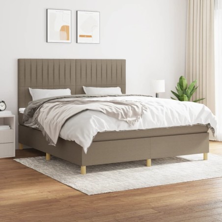 vidaXL Boxspringbett mit Matratze Taupe 180x200 cm Stoff