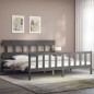 vidaXL Massivholzbett mit Kopfteil Grau 200x200 cm vidaXL Massivholzbett mit Kopfteil Grau 200x200 cm