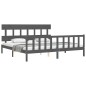 vidaXL Massivholzbett mit Kopfteil Grau 200x200 cm vidaXL Massivholzbett mit Kopfteil Grau 200x200 cm
