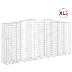 vidaXL Gabionen mit Hochbogen 15Stk. 400x50x180/200cm Verzinktes Eisen