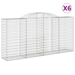 vidaXL Gabionen mit Hochbogen 6 Stk. 300x50x140/160cm Verzinktes Eisen