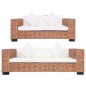 2-tlg. Sofagarnitur mit Auflagen Natur Rattan 2-tlg. Sofagarnitur mit Auflagen Natur Rattan