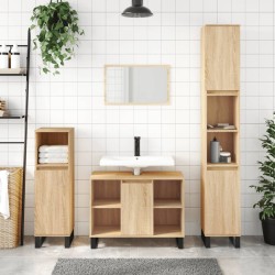 vidaXL 3-tlg. Badmöbel-Set Sonoma-Eiche Holzwerkstoff