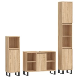 vidaXL 3-tlg. Badmöbel-Set Sonoma-Eiche Holzwerkstoff