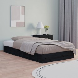 vidaXL Massivholzbett Schwarz 90x200 cm