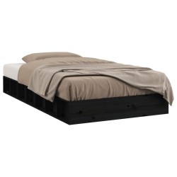 vidaXL Massivholzbett Schwarz 90x200 cm