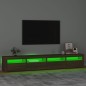 vidaXL TV-Schrank mit LED-Leuchten Braun Eichen-Optik 240x35x40 cm vidaXL TV-Schrank mit LED-Leuchten Braun Eichen-Optik 240x35x40 cm