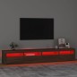 vidaXL TV-Schrank mit LED-Leuchten Braun Eichen-Optik 240x35x40 cm vidaXL TV-Schrank mit LED-Leuchten Braun Eichen-Optik 240x35x40 cm