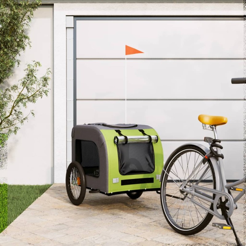 vidaXL Fahrradanhänger Hunde Grün und Grau Oxford-Gewebe & Eisen vidaXL Fahrradanhänger Hunde Grün und Grau Oxford-Gewebe & Eisen