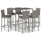 vidaXL 7-tlg. Gartenbar-Set mit Kissen Grau Poly Rattan vidaXL 7-tlg. Gartenbar-Set mit Kissen Grau Poly Rattan