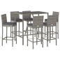 vidaXL 7-tlg. Gartenbar-Set mit Kissen Grau Poly Rattan vidaXL 7-tlg. Gartenbar-Set mit Kissen Grau Poly Rattan
