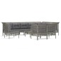 vidaXL 11-tlg. Garten-Lounge-Set mit Kissen Grau Poly Rattan vidaXL 11-tlg. Garten-Lounge-Set mit Kissen Grau Poly Rattan
