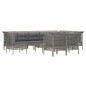 vidaXL 11-tlg. Garten-Lounge-Set mit Kissen Grau Poly Rattan vidaXL 11-tlg. Garten-Lounge-Set mit Kissen Grau Poly Rattan