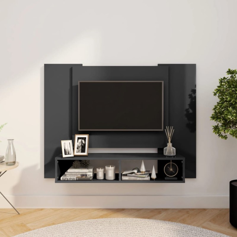 vidaXL TV-Wandschrank Hochglanz-Grau 120x23,5x90 cm Holzwerkstoff vidaXL TV-Wandschrank Hochglanz-Grau 120x23,5x90 cm Holzwerkstoff