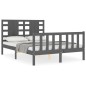 vidaXL Massivholzbett mit Kopfteil Grau 120x200 cm vidaXL Massivholzbett mit Kopfteil Grau 120x200 cm