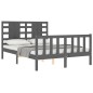 vidaXL Massivholzbett mit Kopfteil Grau 120x200 cm vidaXL Massivholzbett mit Kopfteil Grau 120x200 cm